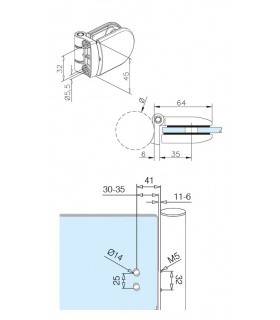 Charnière pour portillon en verre