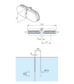 Double charnière pour portillon en verre