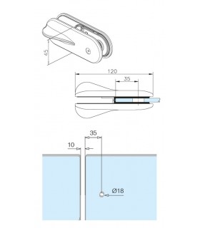 Loquet pour portillon montage verre sur verre