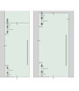 Set de deux pivots vertical pour porte en verre Set de deux pivots vertical pour porte en verre