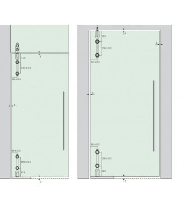Set de deux pivots vertical pour porte en verre