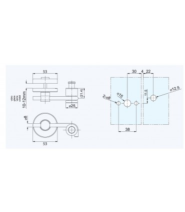 Condamnation pour porte coulissante de cabine en verre avec imposte verre