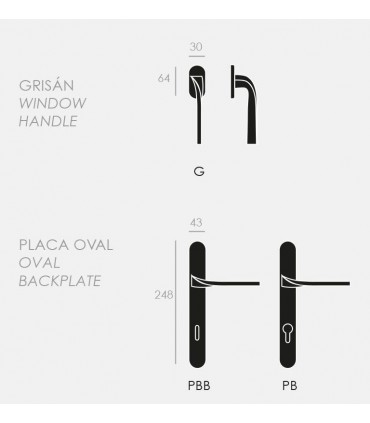 Poignée de porte PIN 