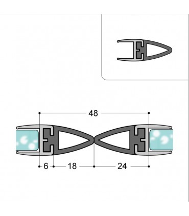 Profil anti-pince doigt pour porte en verre
