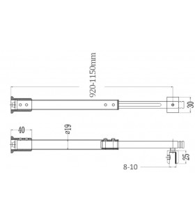 Barre raidisseur pour fixation du mur a la cloison en verre Barre raidisseur pour fixation du mur a la cloison en verre