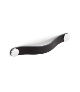 Poignée cuir noir et base chromé Poignée cuir noir et base chromé