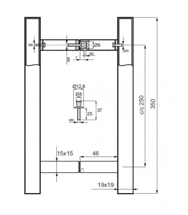 Paire de Poignée baton inox tube carré