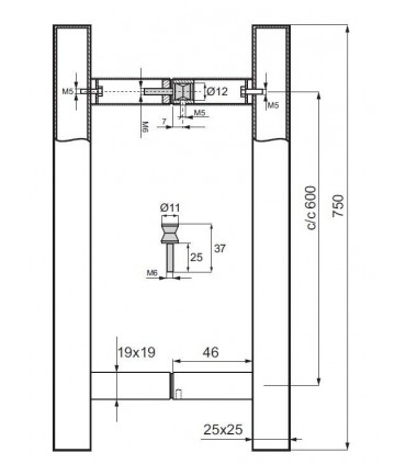 Paire de Poignée baton inox tube carré