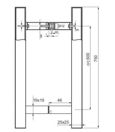 Paire de Poignée baton inox tube carré
