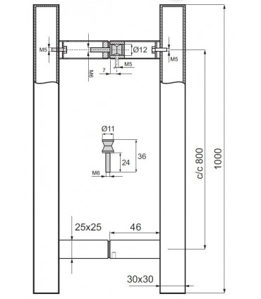 Paire de Poignée baton inox tube carré