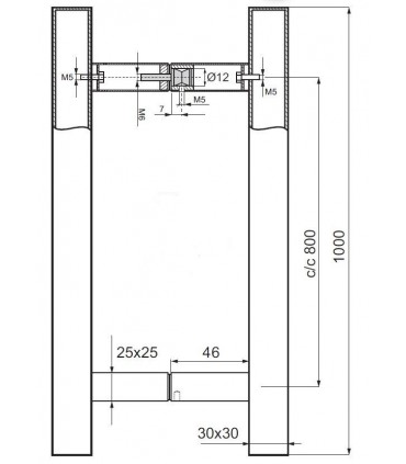 Paire de Poignée baton inox tube carré