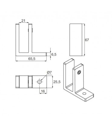 Raidisseur mur verre à 90° pour garde-corps en verre