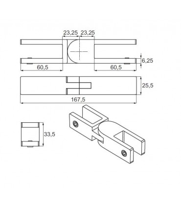 Raidisseur articulé verre sur verre pour garde-corps en verre