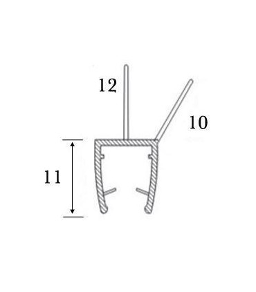 Joint d'étanchéité bas de porte lèvre déportée, racleur série S.5722