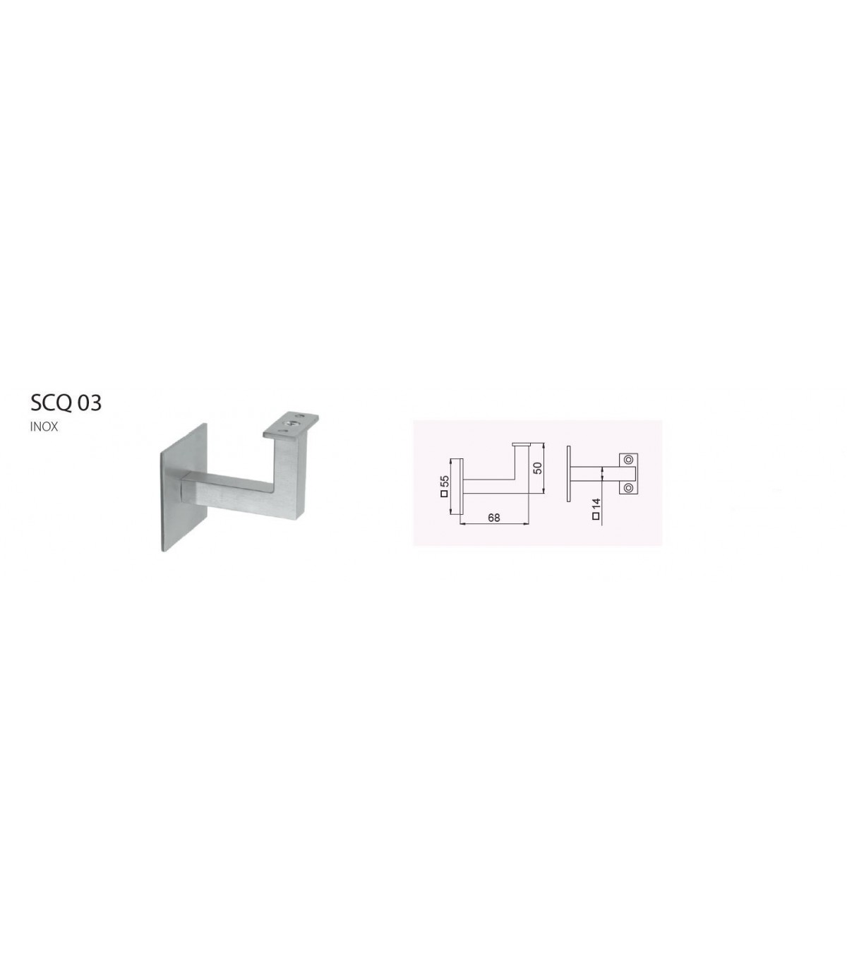 Support de main courante inox murale avec cache platine