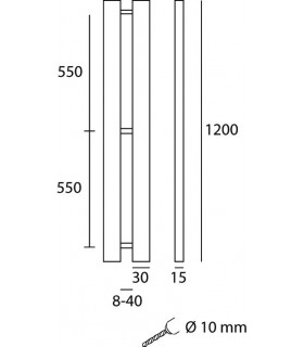 Poignée méplat pour porte en verre