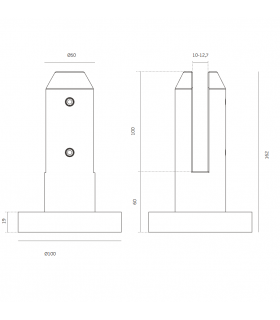 Pince à verre 162 mm en inox pour garde corps de terrasse et piscine