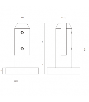 Pince à verre 162 mm en inox pour garde corps de terrasse et piscine