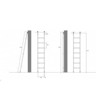 Echelle coulissante en inox pour bibliothèque