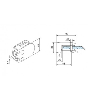 Pince à verre talon plat - modèle 28 - Inox poli brillant