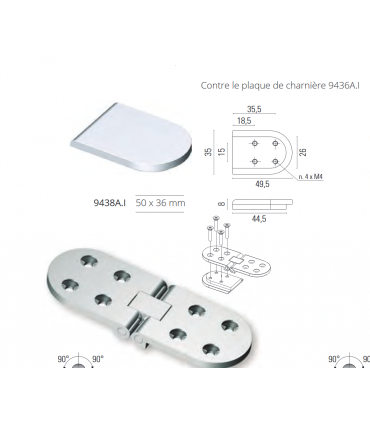 Contre plaque pour charnière au ras 9436A