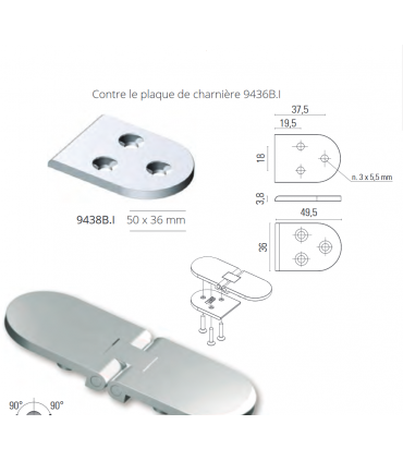 Contre plaque pour charnière au ras 9436B