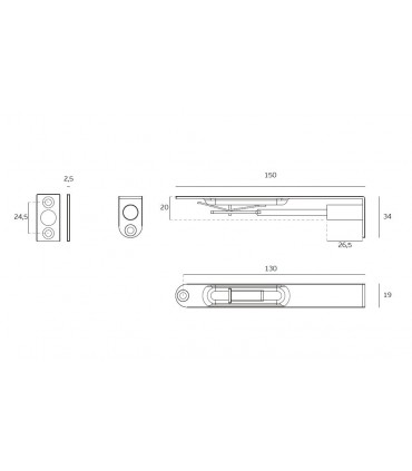 Verrou de porte en inox encastrable bouts arrondis