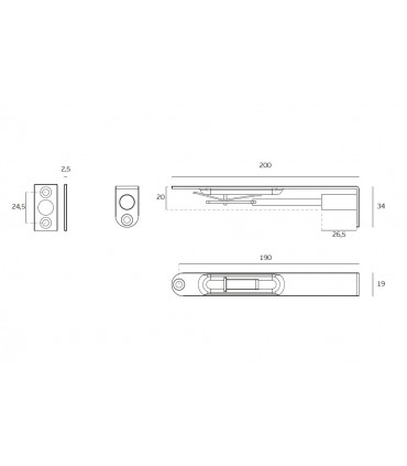 Verrou de porte en inox encastrable bouts arrondis