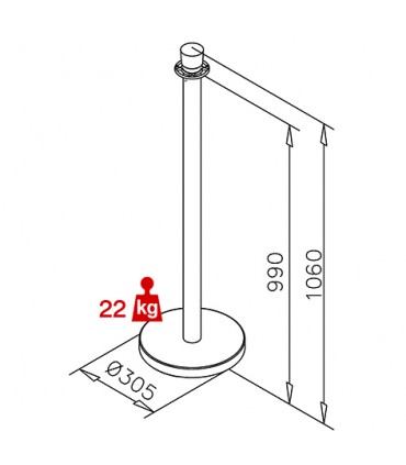 Poteau de réception avec embase plate et tête conique
