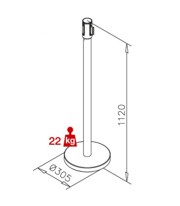 Poteau à sangle rétractable avec fonction soft close