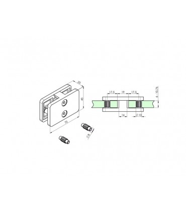 Pince a verre 180°  - modèle 230P7 - Inox aisi316 brossé