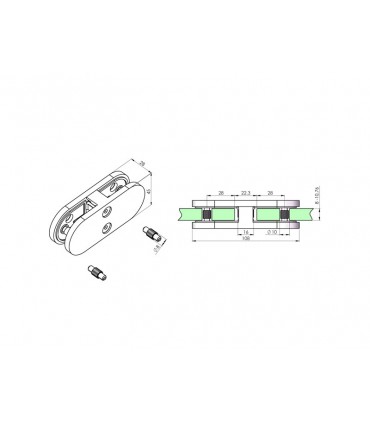 Pince a verre 180°  - modèle 22007 - Inox aisi 316 brossé