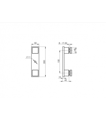 Fixation ponctuelle double forme carrée pour volume en verre