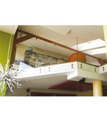 Fixation ponctuelle double forme carrée pour volume en verre