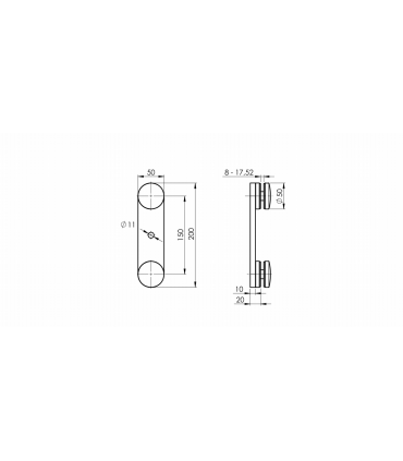 Fixation ponctuelle double forme ronde pour volume en verre