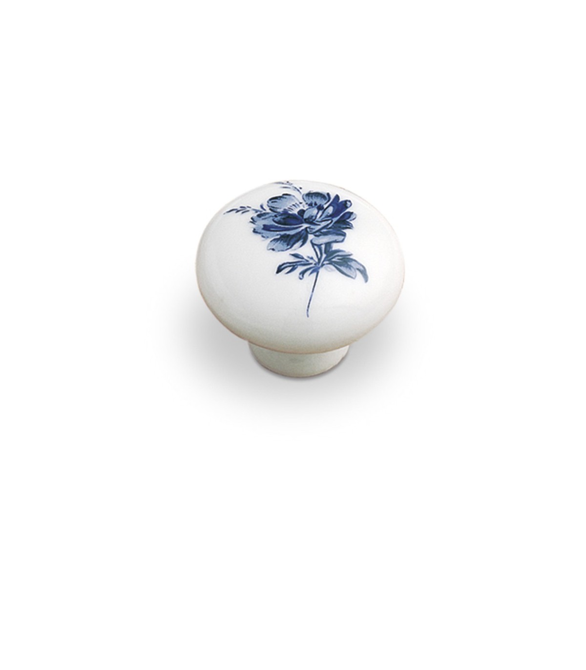 GM1 6778 2 Boutons de meuble poignée en porcelaine tiroir fleur bleu Ø 3.8 cm