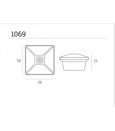 Bouton carré à facettes 38 mm laiton gravée