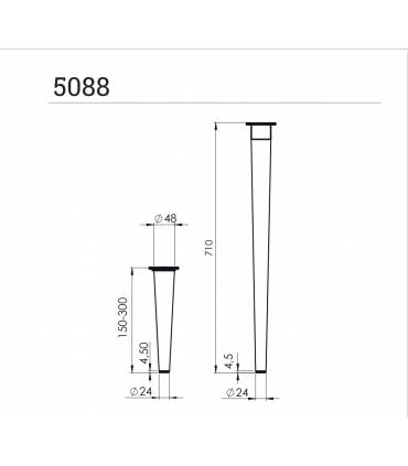 Pied droit conique en bois ambiance nordic