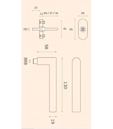 Poignée de fenêtre en bronze série BZ.00.030 DKP