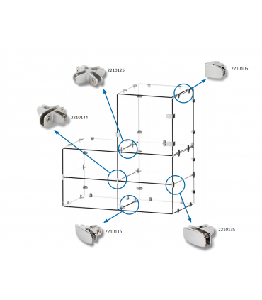 Connecteur Glass Passion fermé trois voies à 90°