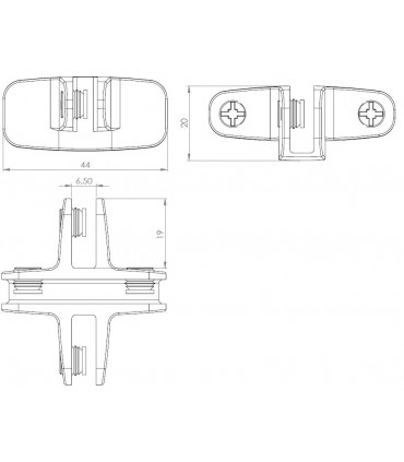 Connecteur Glass Passion fermé quatre voies à 90°