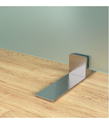 Support centré pour panneau pare-haleine en verre ou plexiglass d'épaisseur 6 à 10 mm