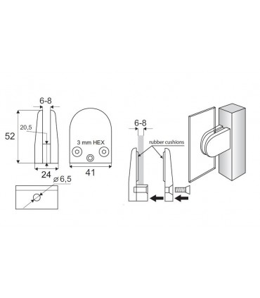 Pince fixe pour verre d'épaisseur 6 à 8 mm