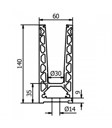 Profil TL-6020 aluminium 1.0 KN montage au sol