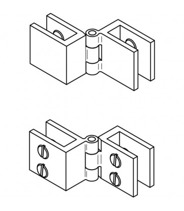 Charnière pour porte de vitrine montage verre sur verre