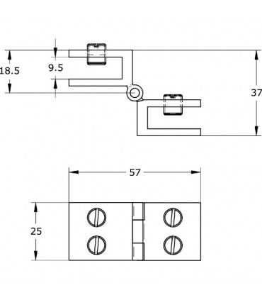 Charnière pour porte de vitrine montage verre sur verre