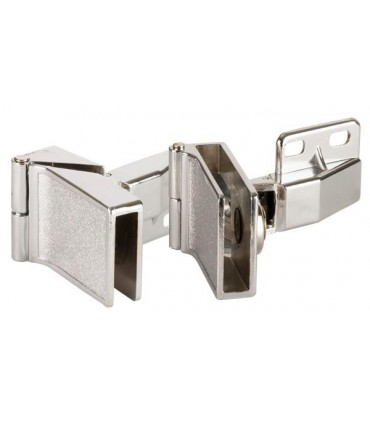 Charnière en applique pour porte de vitrine en verre