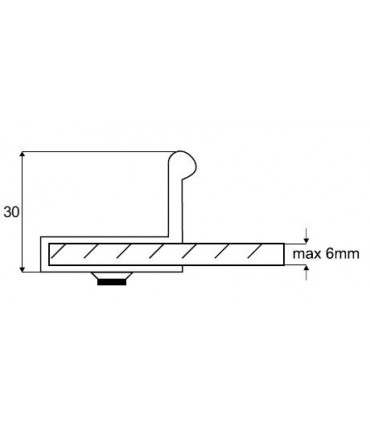 Poignée tirette D12/2 pour porte en verre épaisseur maxi 6 mm