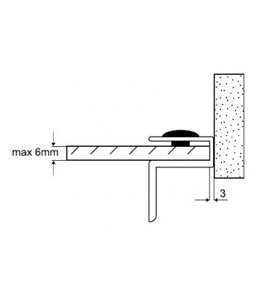Poignée tirette A/10 pour porte en verre épaisseur maxi 6 mm