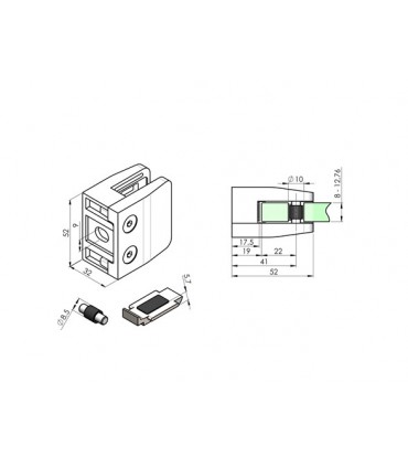 talon plat - modèle 26 - Zamak effet inox satiné
